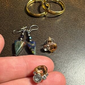 Gold Tone and Silver Tone  Gemstone Earrings